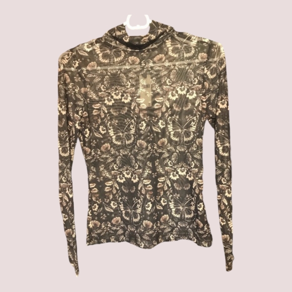 Anthropologie Mesh Turtleneck Top in Black XS - Picture 4 of 6